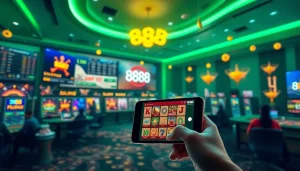 Experience the excitement of 888b.rodeo with a modern digital casino environment, showcasing interactive games and players.