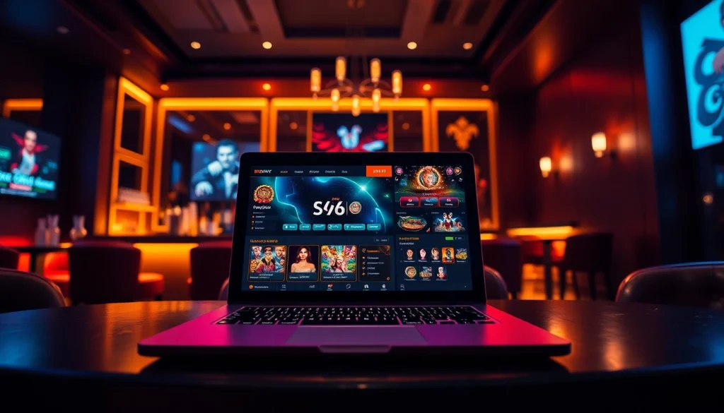 Engaging online gambling interface at s666.nyc displayed in a luxurious gaming lounge.