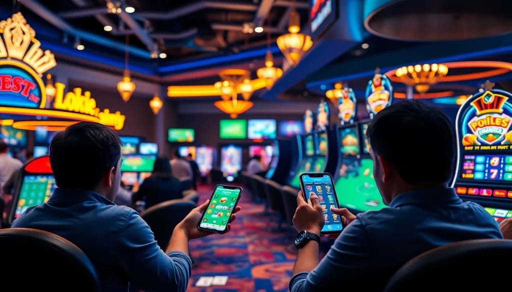 Dynamic online casino experience with users enjoying luck8win.live's games and betting interface.