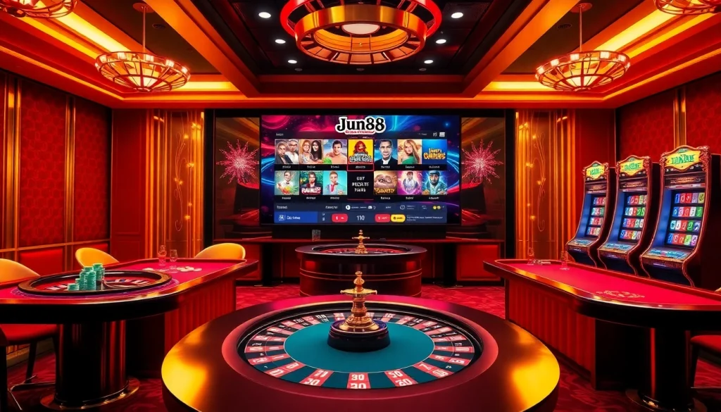Experience the thrill of jun88 phiên bản 2 with dynamic online gaming visuals and casino atmosphere.