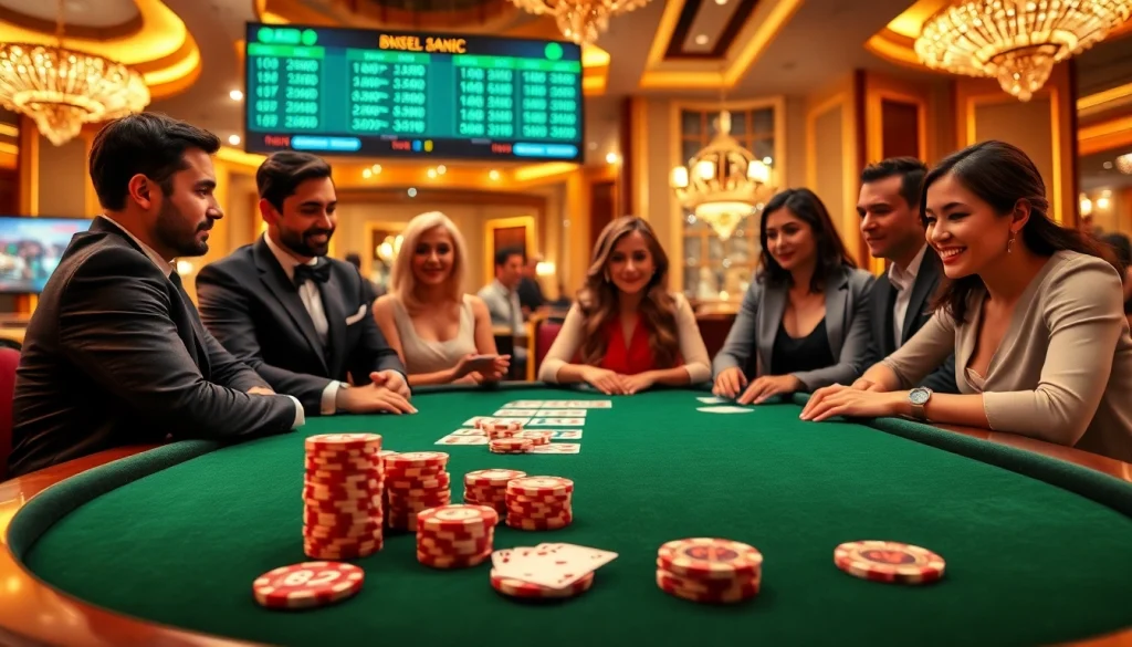 Players engaging in a professional B52 poker game at a luxurious casino table.