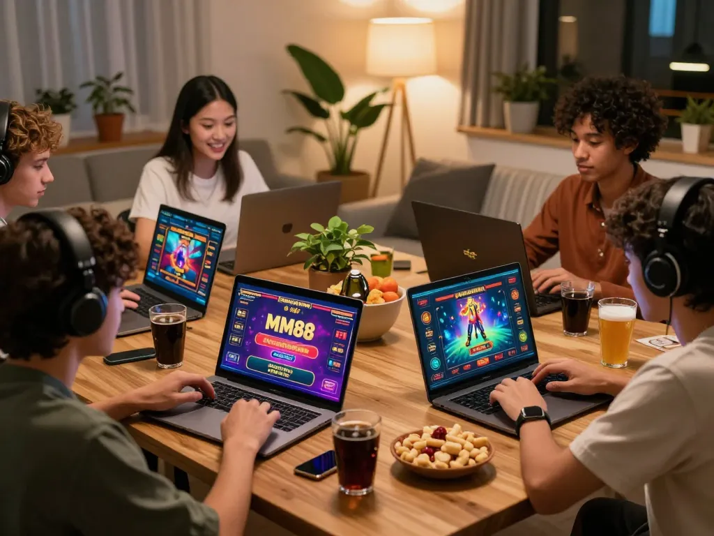 Engaging MM88 đăng ký scene with players enjoying online gambling and betting together.