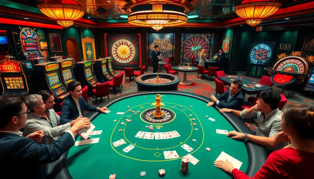 Experience thrilling gameplay with mk8.sh at a vibrant casino, featuring poker tables and exciting slot machines.